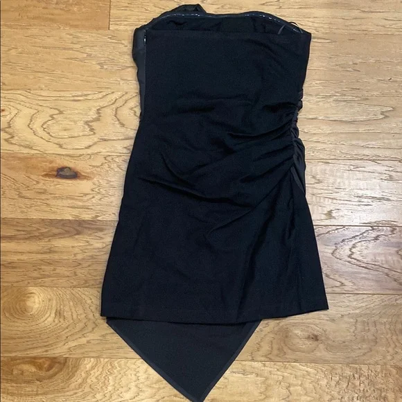 STEELE Black Asymmetrical Ruched Strapless Cocktail Dress size xsmall - Picture 5 of 6